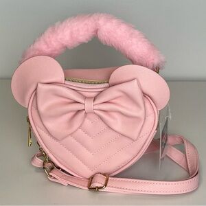 Pink Heart-Shaped Minnie Bag with Bow and Ears, small girl purse